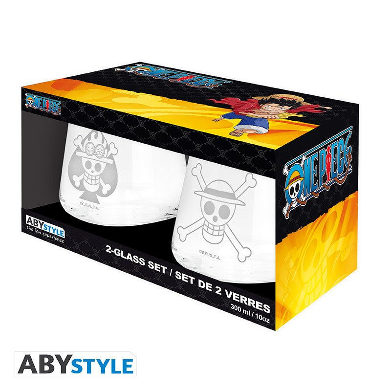 One Piece Luffy Ace 2 glazen set - Animerch