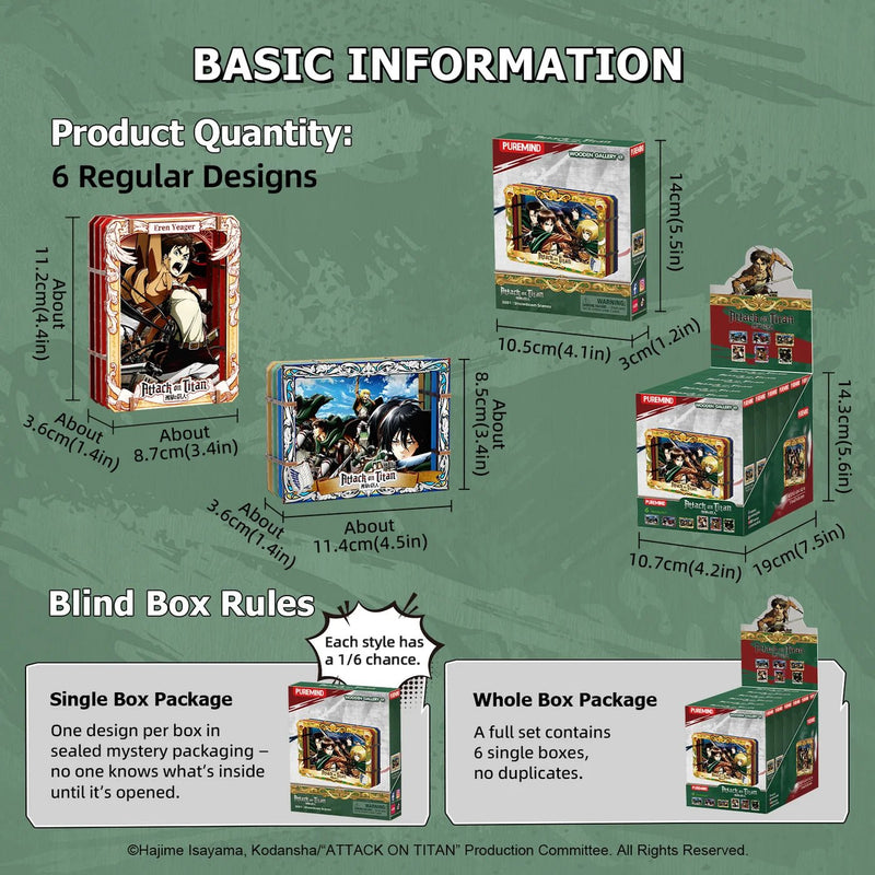Puremind x Attack on Titan Wooden Gallery Blind Box - Animerch